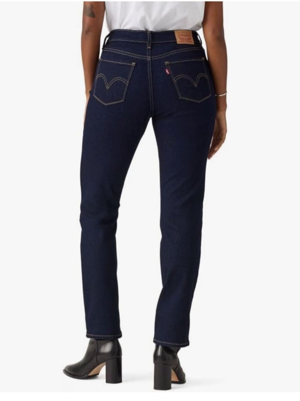 Levi’s Classic Straight Leg Jeans Mid Rise Dark Wash Stretch size 2 women’s